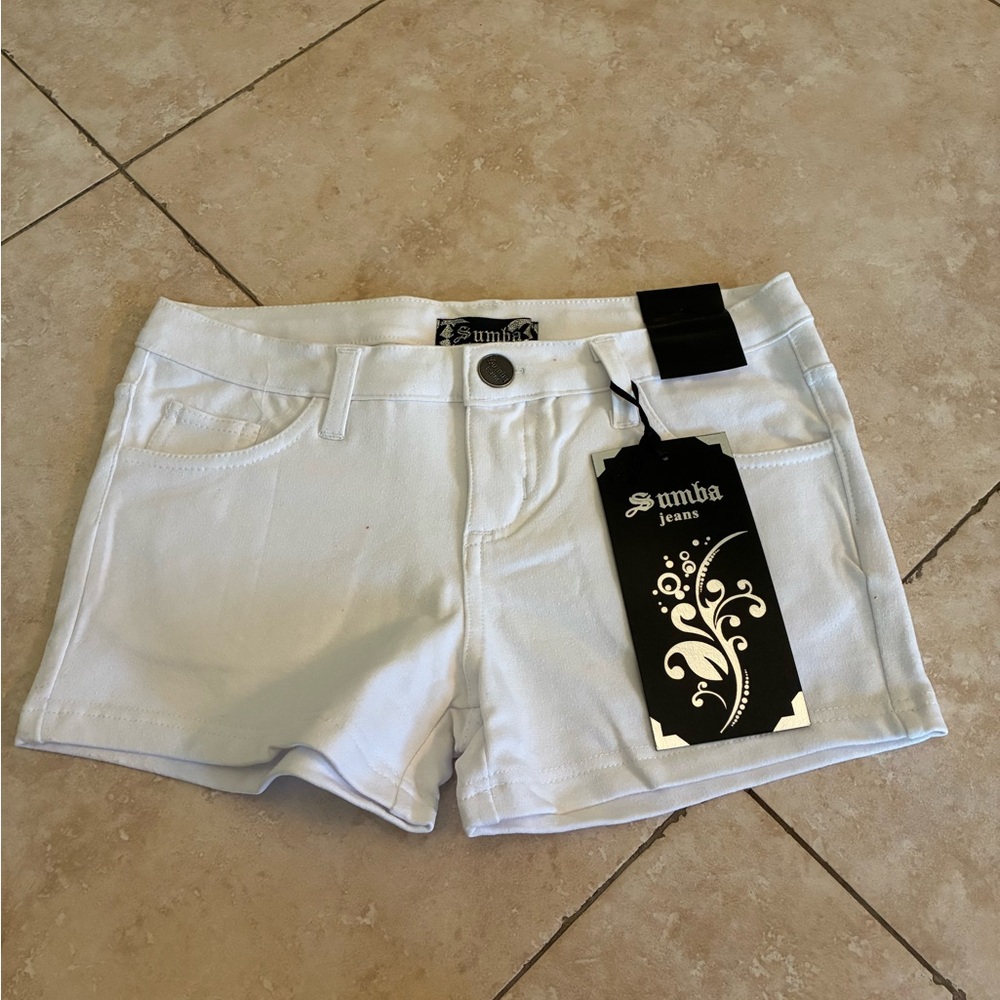 White Jean Shorts with Crisp Denim and New Tags